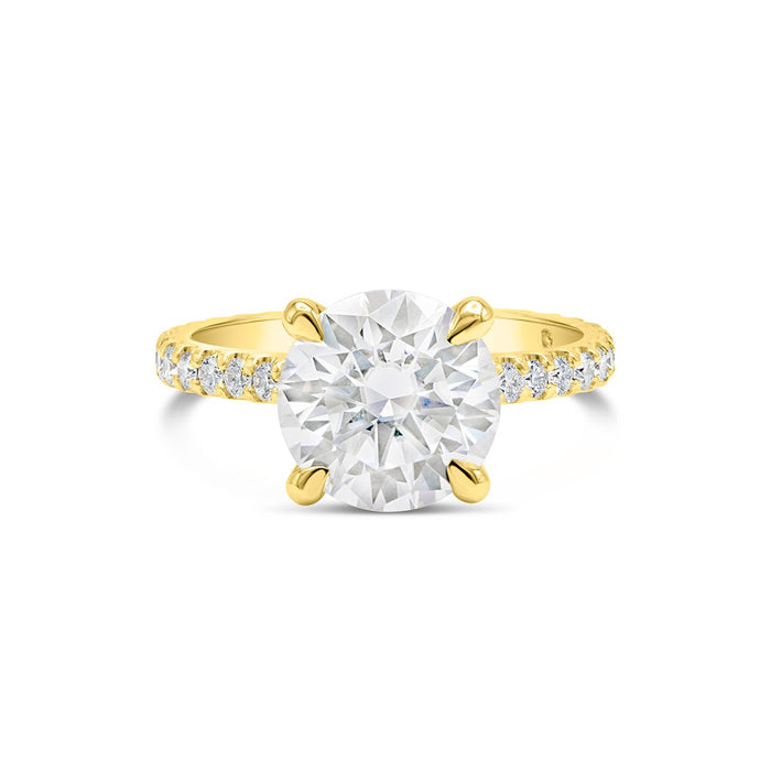 Sanji | Round Cathedral Hidden Halo Accent Stone 14K Yellow Gold Engagement Ring - Diamond Daughters, Front View