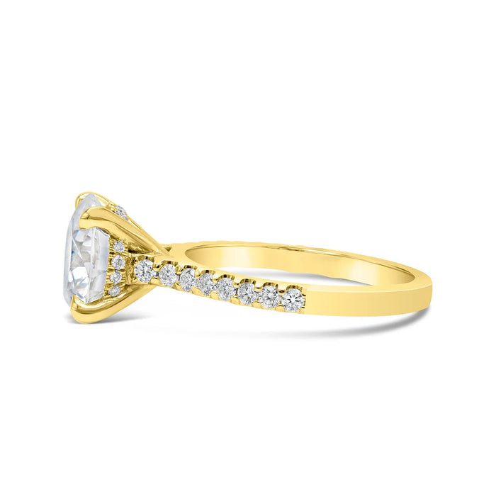 Sanji | Round Cathedral Hidden Halo Accent Stone 14K Yellow Gold Engagement Ring - Diamond Daughters, Side View