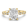 Sammy | Elongated Cushion Moissanite Diamond Accent Stones 14K Yellow Gold Engagement Ring - Diamond Daughters, Front View