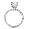 Sammy | Elongated Cushion Moissanite  Diamond Accent Stones 14K White Gold Engagement Ring - Diamond Daughters, Top View