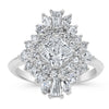 Sarah Belle| Radiant tapered baguettes, Marquee Cuts, and Round Brilliant Accent Diamonds 14K White Gold Engagement Ring - Diamond Daughters, Front View