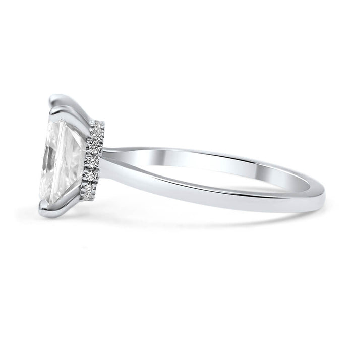 Sarah | Radiant Moissanite 14k White Gold Engagement Ring - Diamond Daughters, Side View