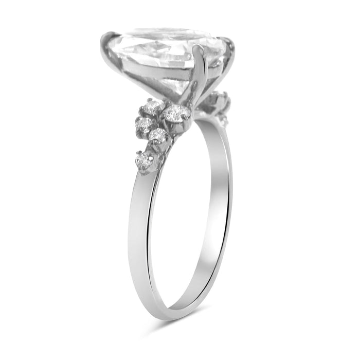 Stacey | Pear Moissanite Shank Accent Diamonds 14K White Gold Engagement Ring - Diamond Daughters, Top Side View