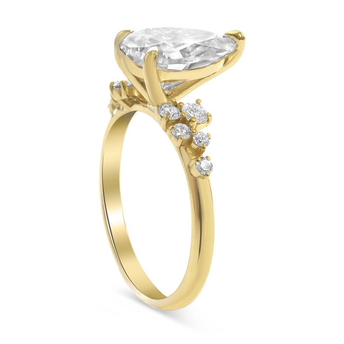 Stacey | Pear Moissanite Shank Accent Diamonds 14K Yellow Gold  Engagement Ring - Diamond Daughters, Top Side View