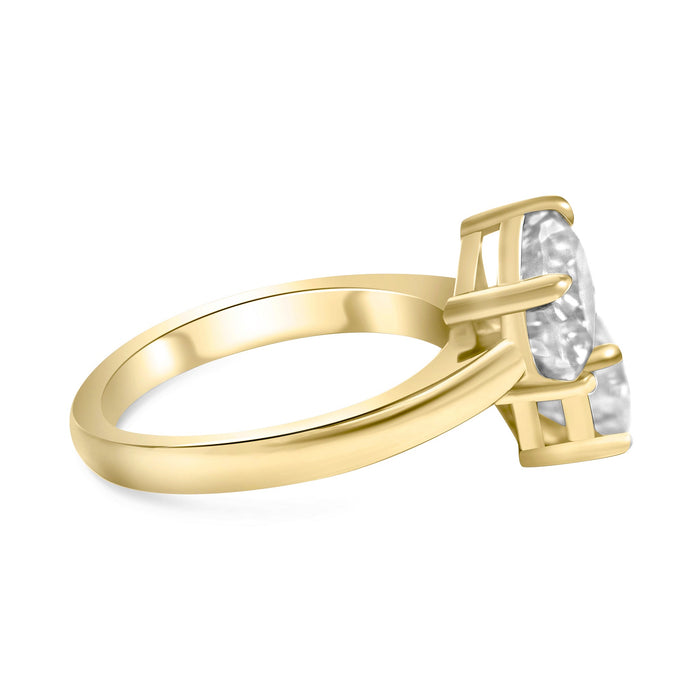 Tamara Toi Et Moi| Oval Moissanite 14K Yellow Gold Engagement Ring - Diamond Daughters, Side View