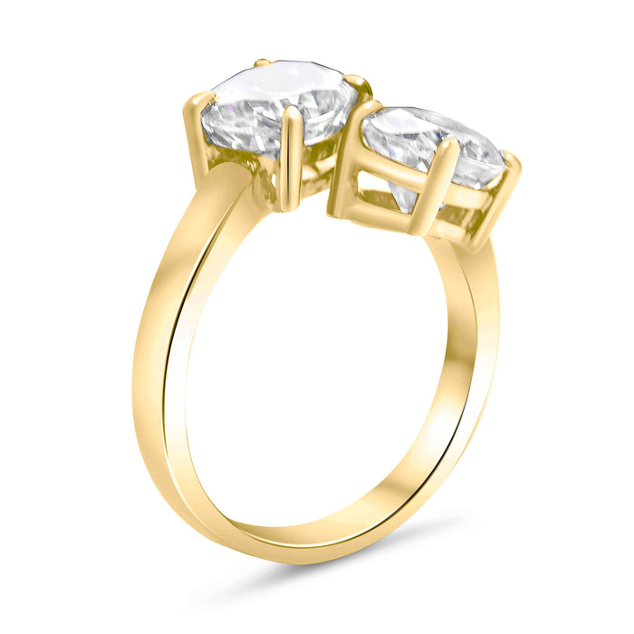 Tamara Toi Et Moi| Oval Moissanite 14K Yellow Gold Engagement Ring - Diamond Daughters, Top Side View