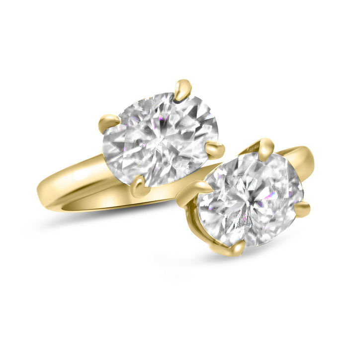 Tamara Toi Et Moi| Oval 14K Yellow Gold Moissanite Engagement Ring - Diamond Daughters, Front View