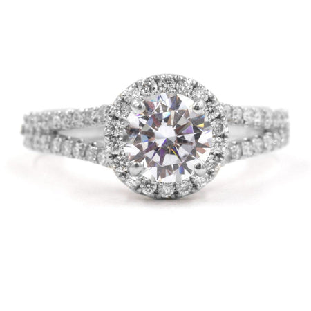 TASHA | Round Halo Split Shank Engagement Ring - Diamond Daughters