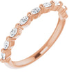 Tiffany | Marquise Cut Moissanite 14K Rose Gold Wedding Band - Diamond Daughter, Top Side View