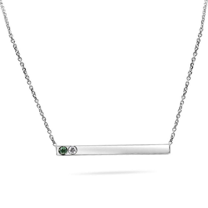 Tori Thin Gold Bar With Diamonds Hand Cut Necklace In 14K Solid Gold - Diamond Daughters