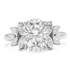 Trinity| Oval Moissanite Marquise Diamond 14K White Gold  Engagement Ring - Diamond Daughters, Front View