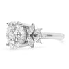 Trinity| Oval Moissanite Marquise Diamond 14K White Gold Engagement Ring - Diamond Daughters, Front Side View