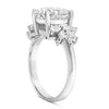 Trinity| Oval Moissanite Marquise Diamond 14K White Gold Engagement Ring - Diamond Daughters, Top Side View