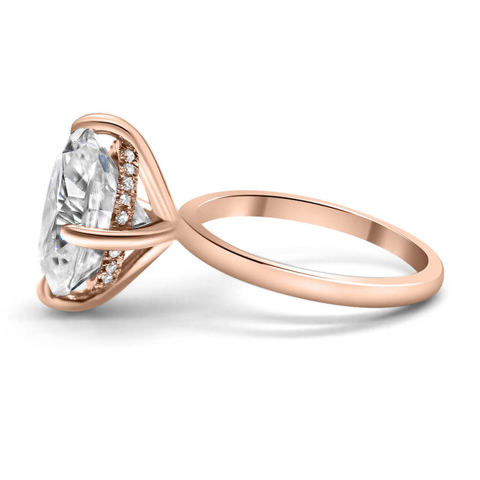 Violet | Oval Moissanite 14k Rose Gold Engagement Ring - Diamond Daughters, Side View